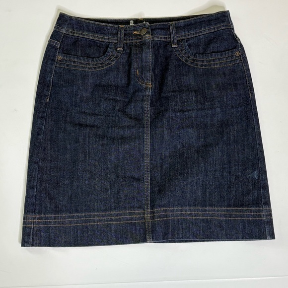 Boden Dark Wash Blue Jean Mini Skirt Pockets A-Line Normcore Preppy Size 6 - Picture 1 of 6
